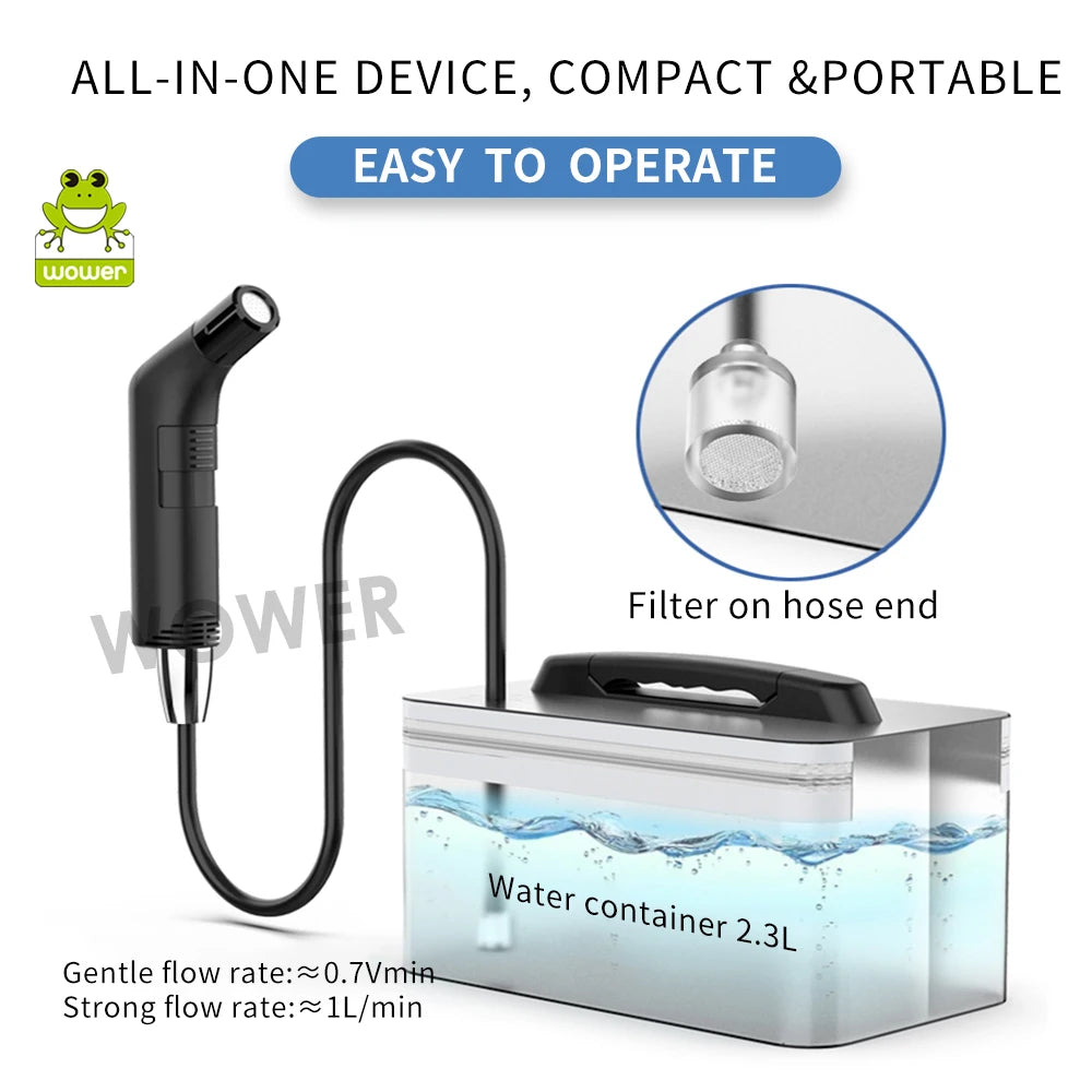 Wower Portable Electric Bidet for Personal Hygiene Cleaning 2.3L Shattaf Rechargeable Travel Camping Bidet Shower Sprayer