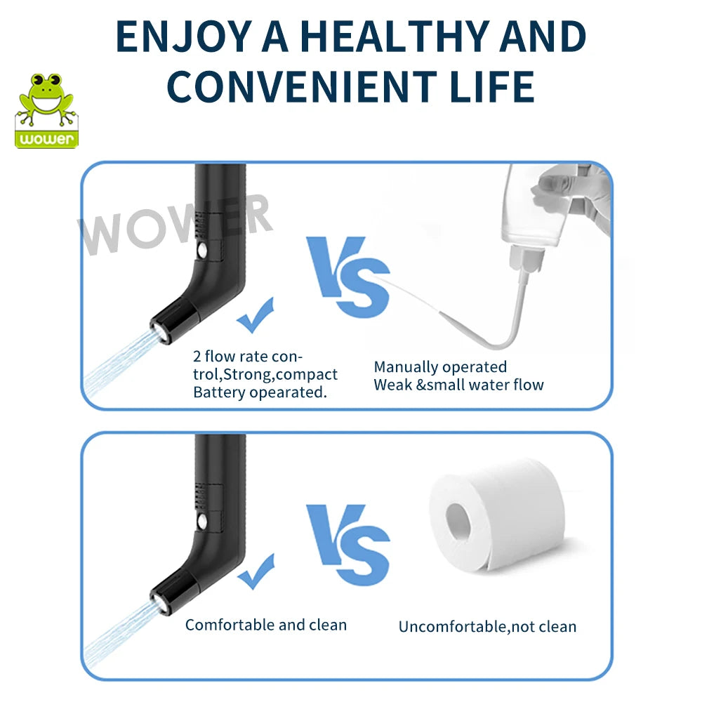 Wower Portable Electric Bidet for Personal Hygiene Cleaning 2.3L Shattaf Rechargeable Travel Camping Bidet Shower Sprayer